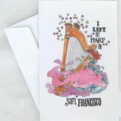 "I Left My Harp in San Francisco" Greetings Card- pack of 4